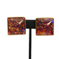 YVES SAINT LAURENT- 1980s Multi Color Glass & Gold Square Earrings