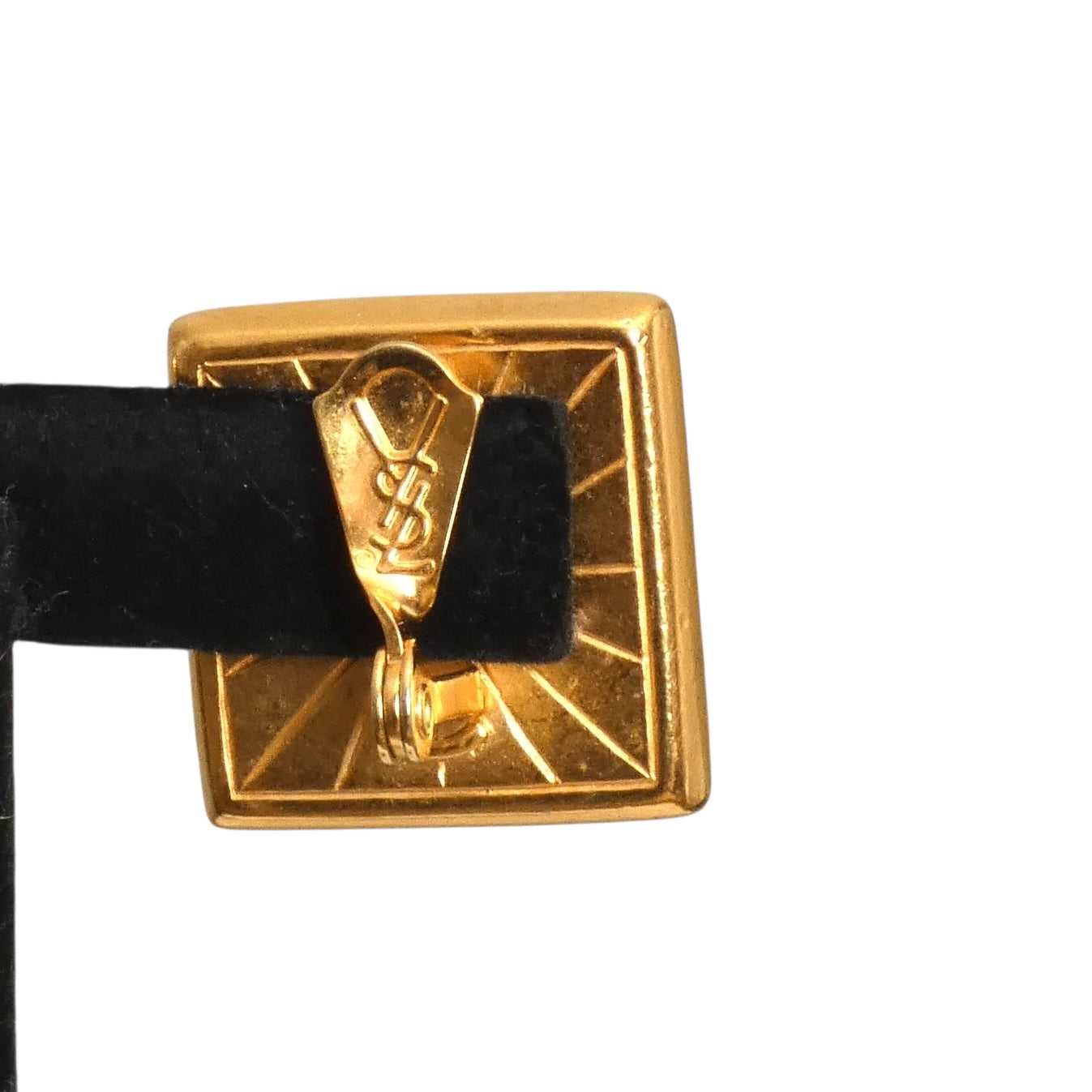 YVES SAINT LAURENT- 1980s Multi Color Glass & Gold Square Earrings
