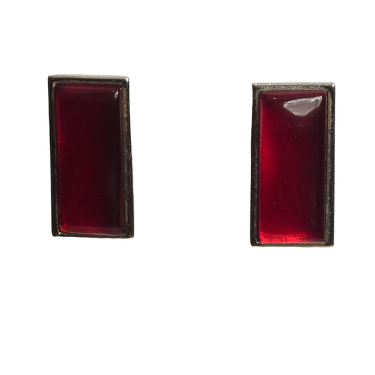 YVES SAINT LAURENT- 1980s Red Gripoix Pierced Earrings