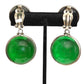 ROGER SCEMAMA- 1960s Green Resin Orb Drop Earrings