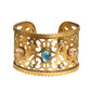YVES SAINT LAURENT- 1970s Gold Filagree Metal & Cabachon Cuff