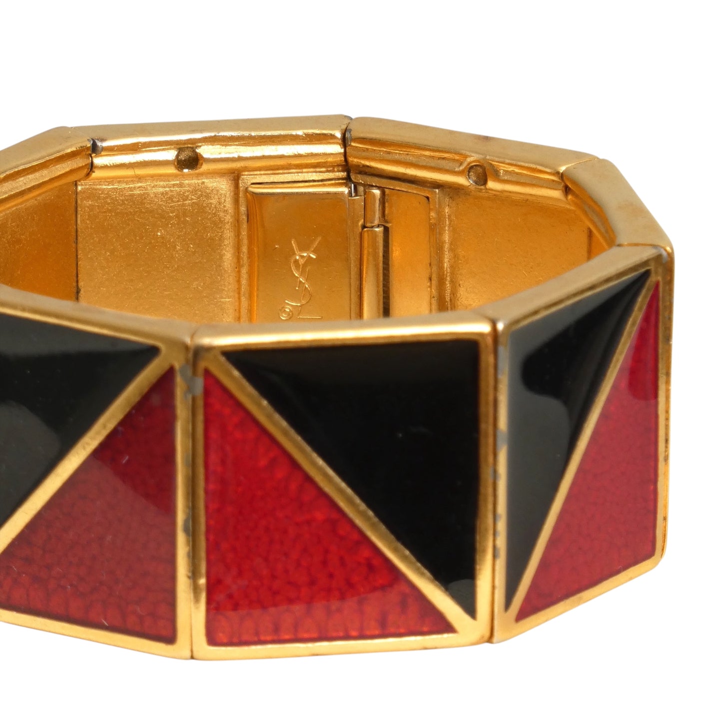 YVES SAINT LAURENT- 1980s Gold Plate & Enamel Bracelet