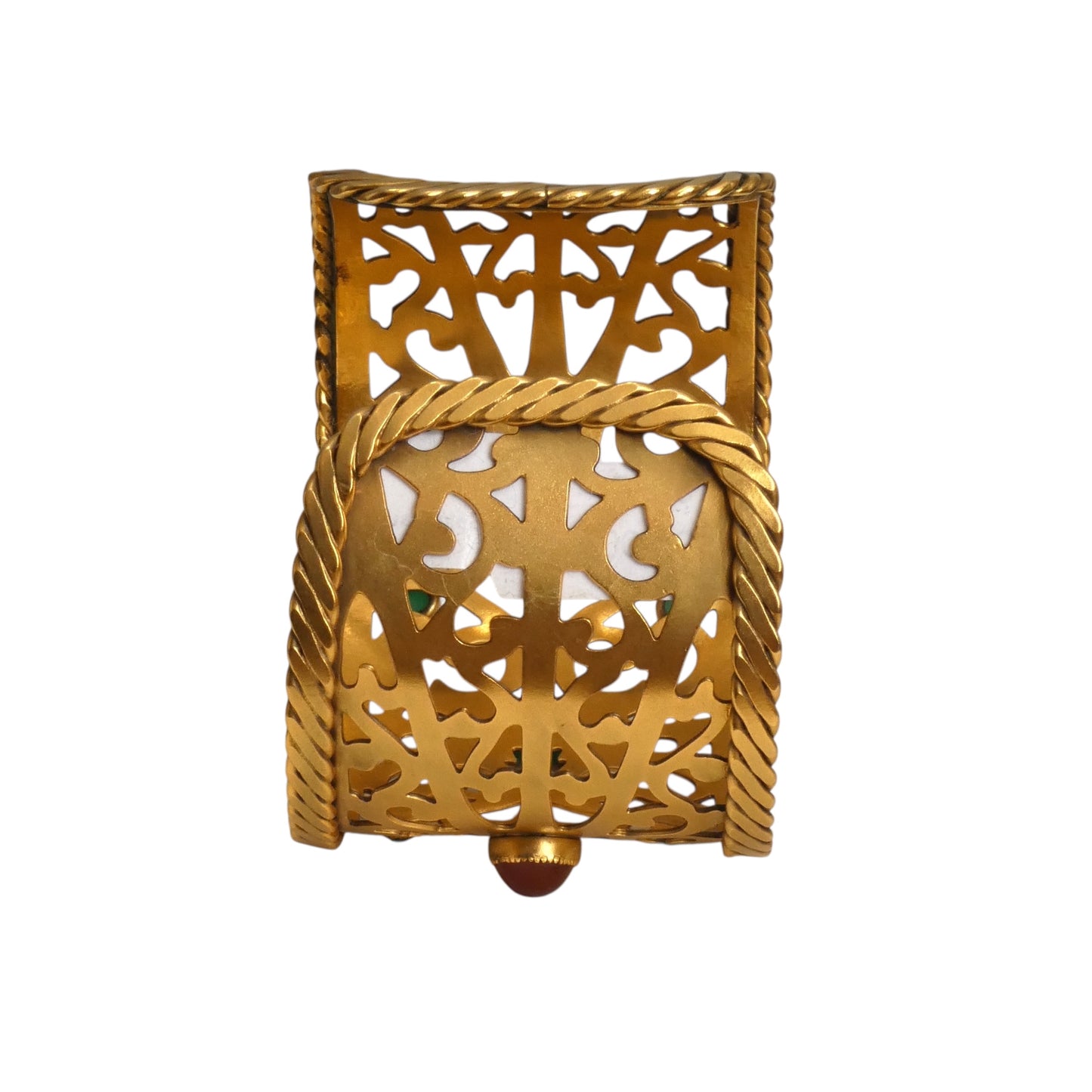 YVES SAINT LAURENT- 1970s Gold Etched Metal & Rhinestone Cuff