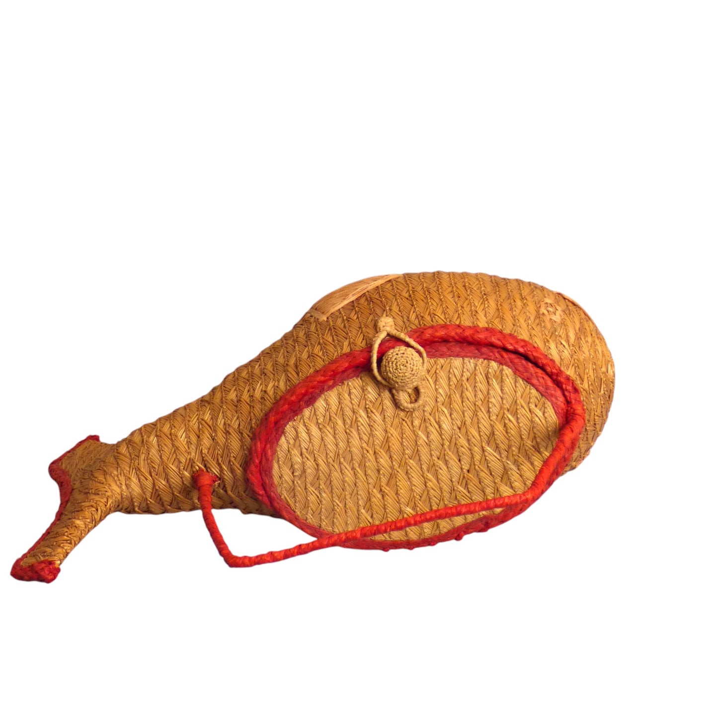 HARRY ROSENFELD- 1960s Red & Tan Straw Fish Purse