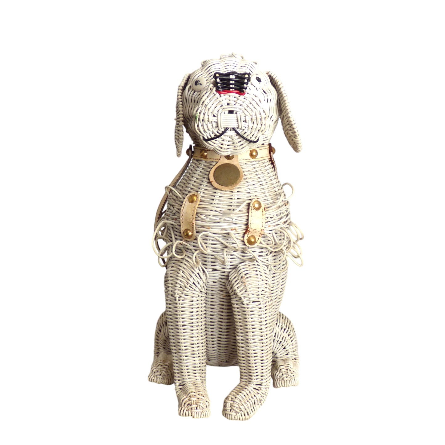 1950s White Wicker Dog Purse