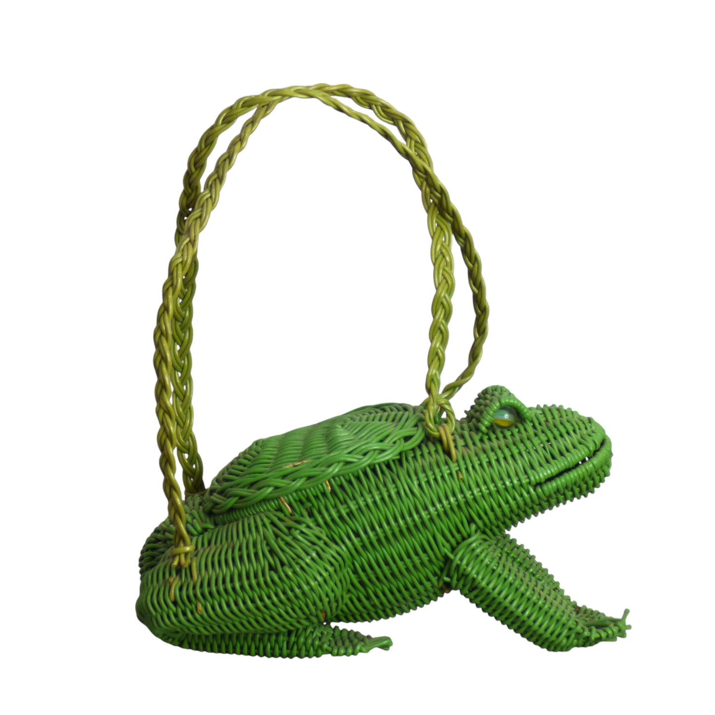 1950s Green Wicker Frog Purse