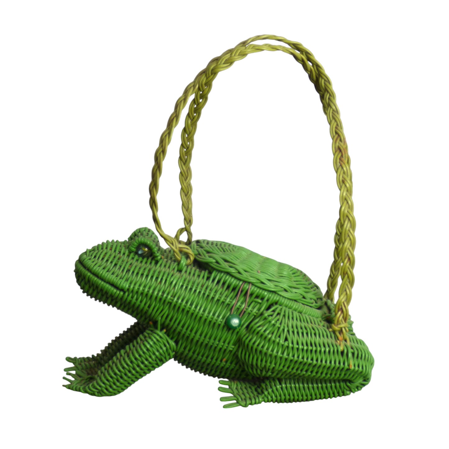 1950s Green Wicker Frog Purse