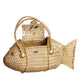 1960s Ivory & Gold Wicker Fish Purse