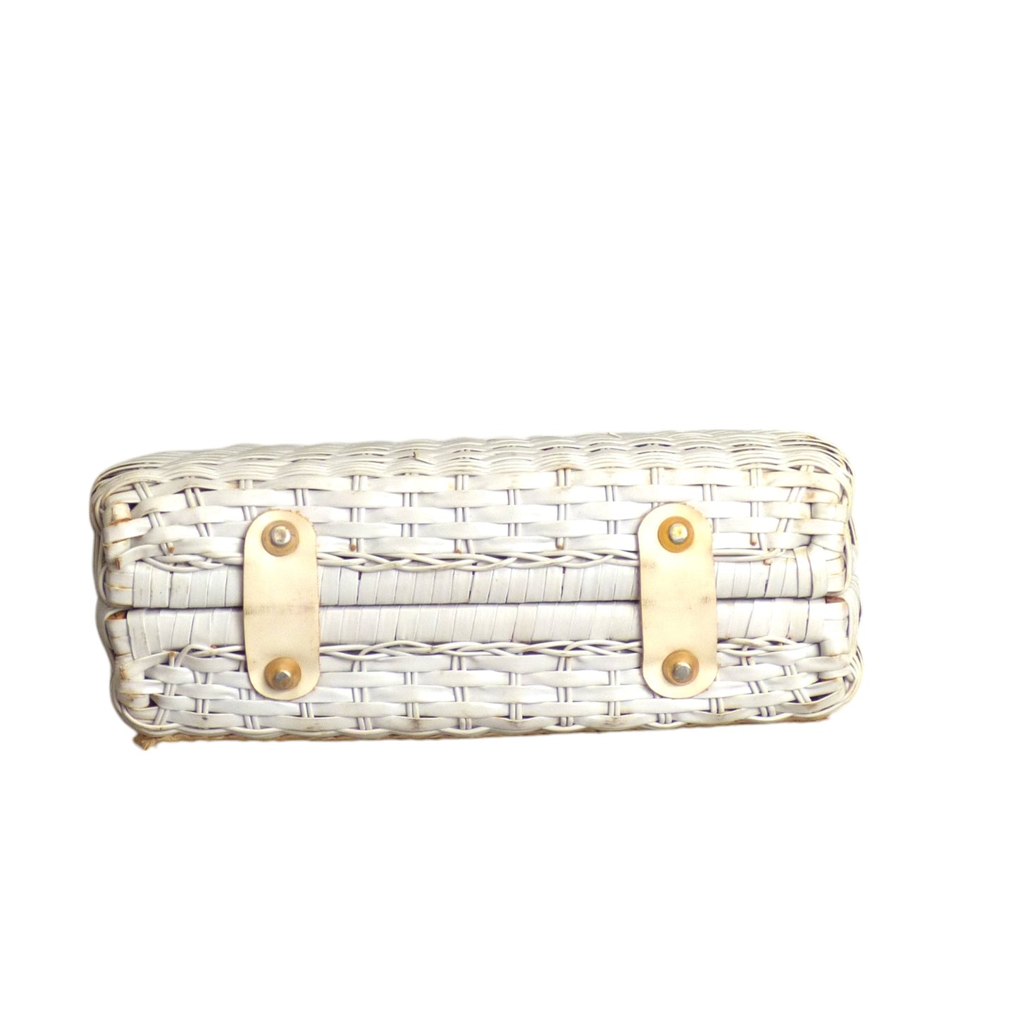 1960s White Wicker Seashell Purse