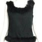 1950s Black Taffeta & Maribou Feather Shell, Size 6