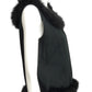 1950s Black Taffeta & Maribou Feather Shell, Size 6