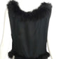 1950s Black Taffeta & Maribou Feather Shell, Size 6