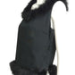 1950s Black Taffeta & Maribou Feather Shell, Size 6