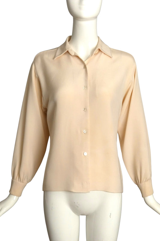 YVES SAINT LAURENT- 1980s Ivory Haute Couture Blouse, Size 6