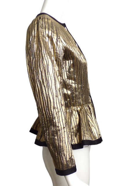 SAINT LAURENT- 1988 Black & Gold Metallic Stripe Jacket, Size 8