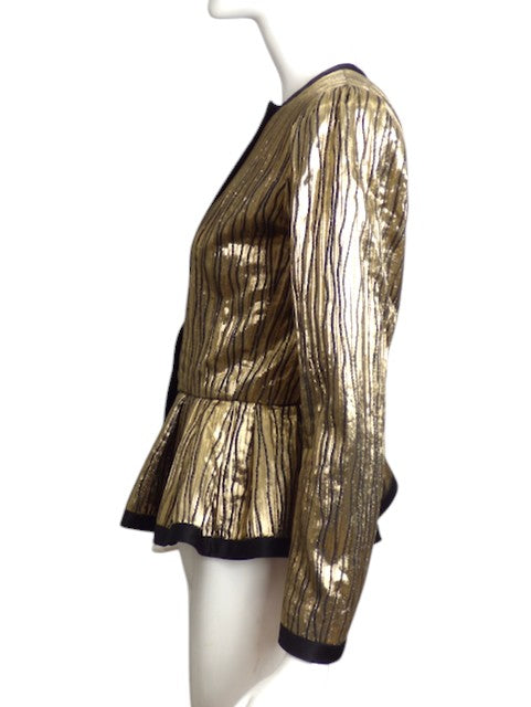 SAINT LAURENT- 1988 Black & Gold Metallic Stripe Jacket, Size 8