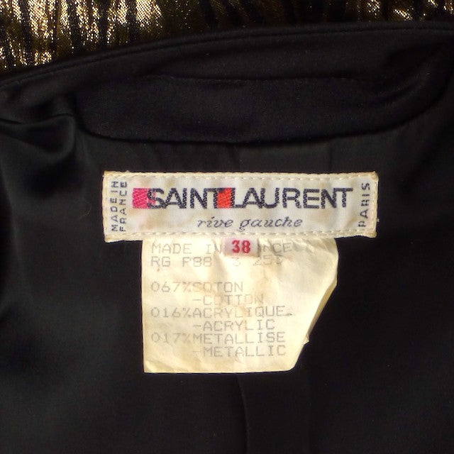 SAINT LAURENT- 1988 Black & Gold Metallic Stripe Jacket, Size 8