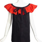 Yves Saint Laurent- 1983 Black & Red Cotton Ruffle Blouse, Size 4