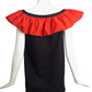 Yves Saint Laurent- 1983 Black & Red Cotton Ruffle Blouse, Size 4