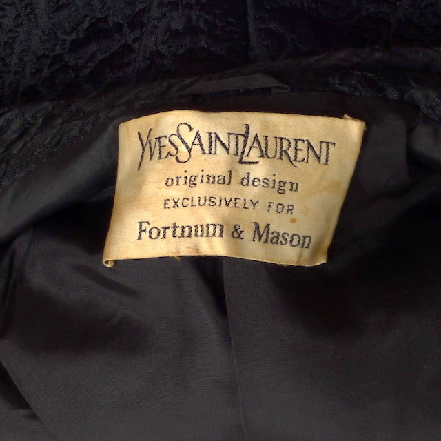 YVES SAINT LAURENT- 1960s Black Brocade Coat, Size 8