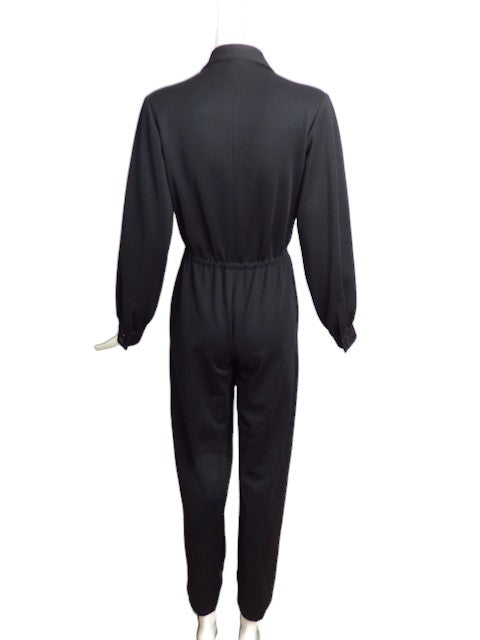 YVES SAINT LAURENT- 1970s Black Knit Jumpsuit, Size 10