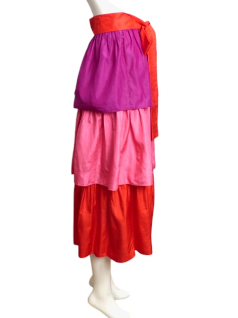 YVES SAINT LAURENT- 1980s Tiered Silk Skirt, Size 6