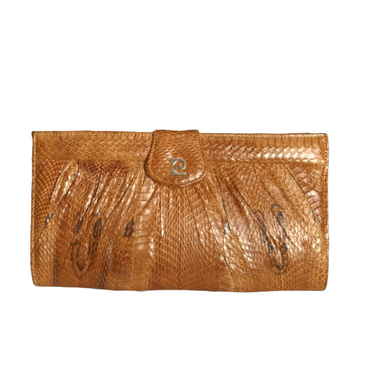 PIERRE CARDIN- 1970s Brown Snakeskin Clutch