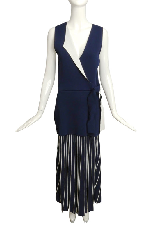 DION LEE- Navy & White Knit Evening Dress, Size 8