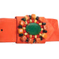 YVES SAINT LAURENT- 1990s Orange Suede & Jeweled Buckle Belt, Waist-32"