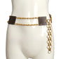 YVES SAINT LAURENT- 1970s Brown Leather & Metal Chain Belt