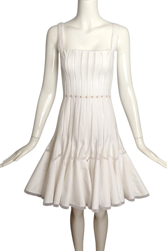 ALAIA- 2007 White Cotton Slip Dress, Size 2