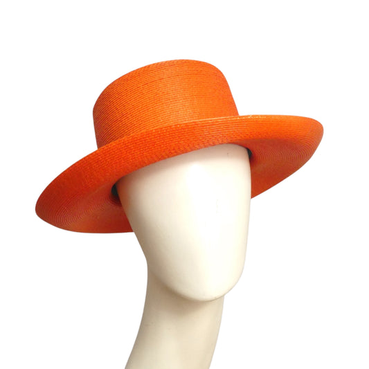 YVES SAINT LAURENT- 1970s Orange Straw Fedora