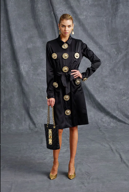 MOSCHINO COUTURE- 2016 Black Crepe Back Satin Dress, Size 6