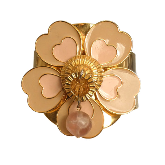 YVES SAINT LAURENT- Gold Metal & Enamel Flower Cuff