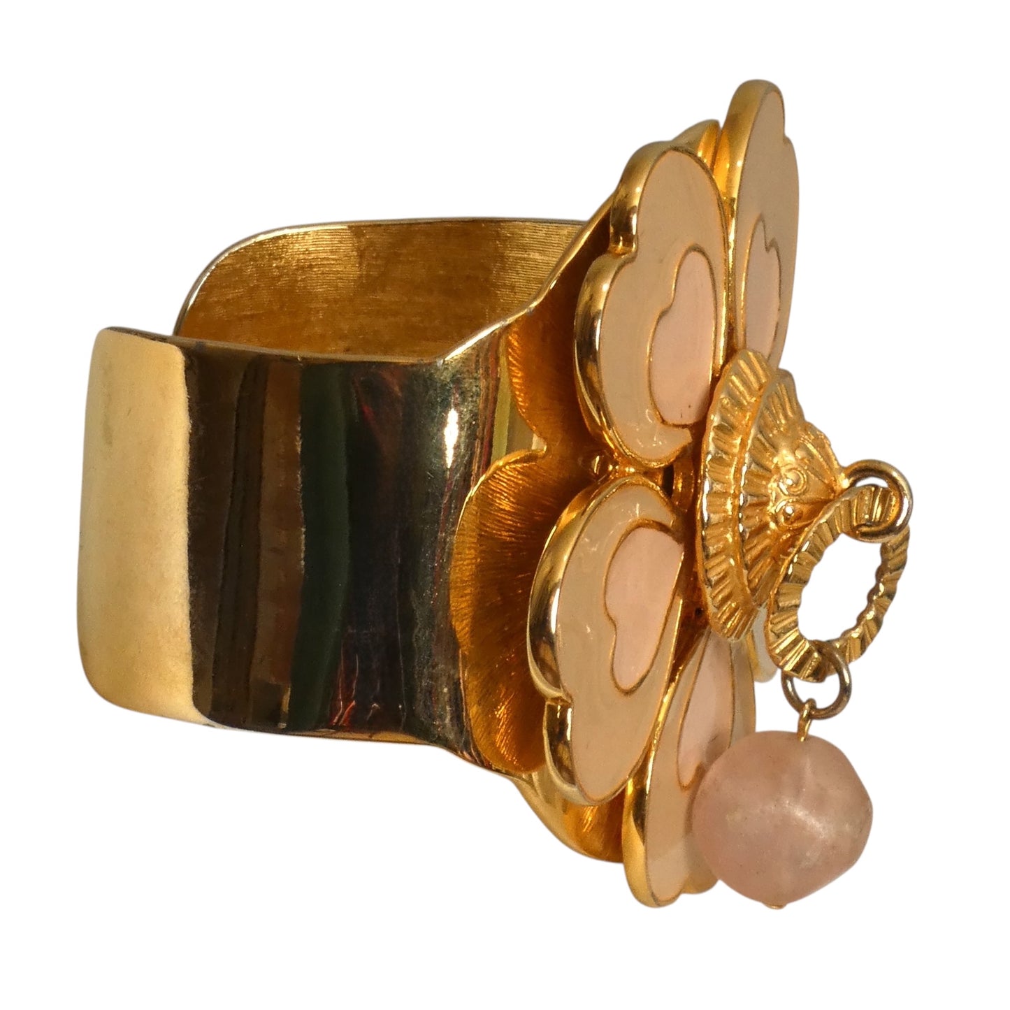 YVES SAINT LAURENT- Gold Metal & Enamel Flower Cuff
