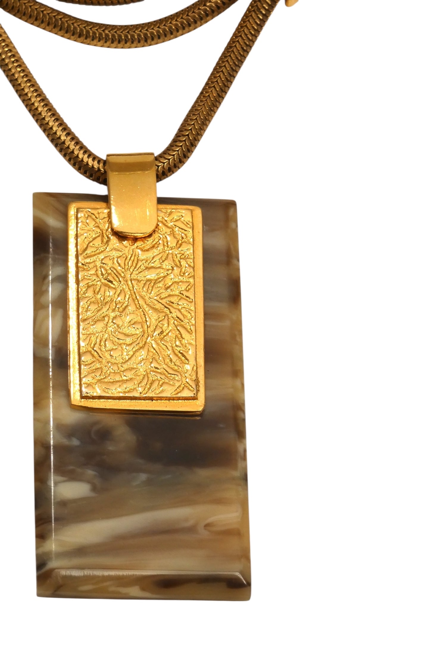ROGER SCEMAMA-Gold & Brown Pendant Necklace