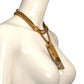 ROGER SCEMAMA-Gold & Brown Pendant Necklace