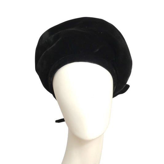 YVES SAINT LAURENT- 1960s Black Velvet Tam