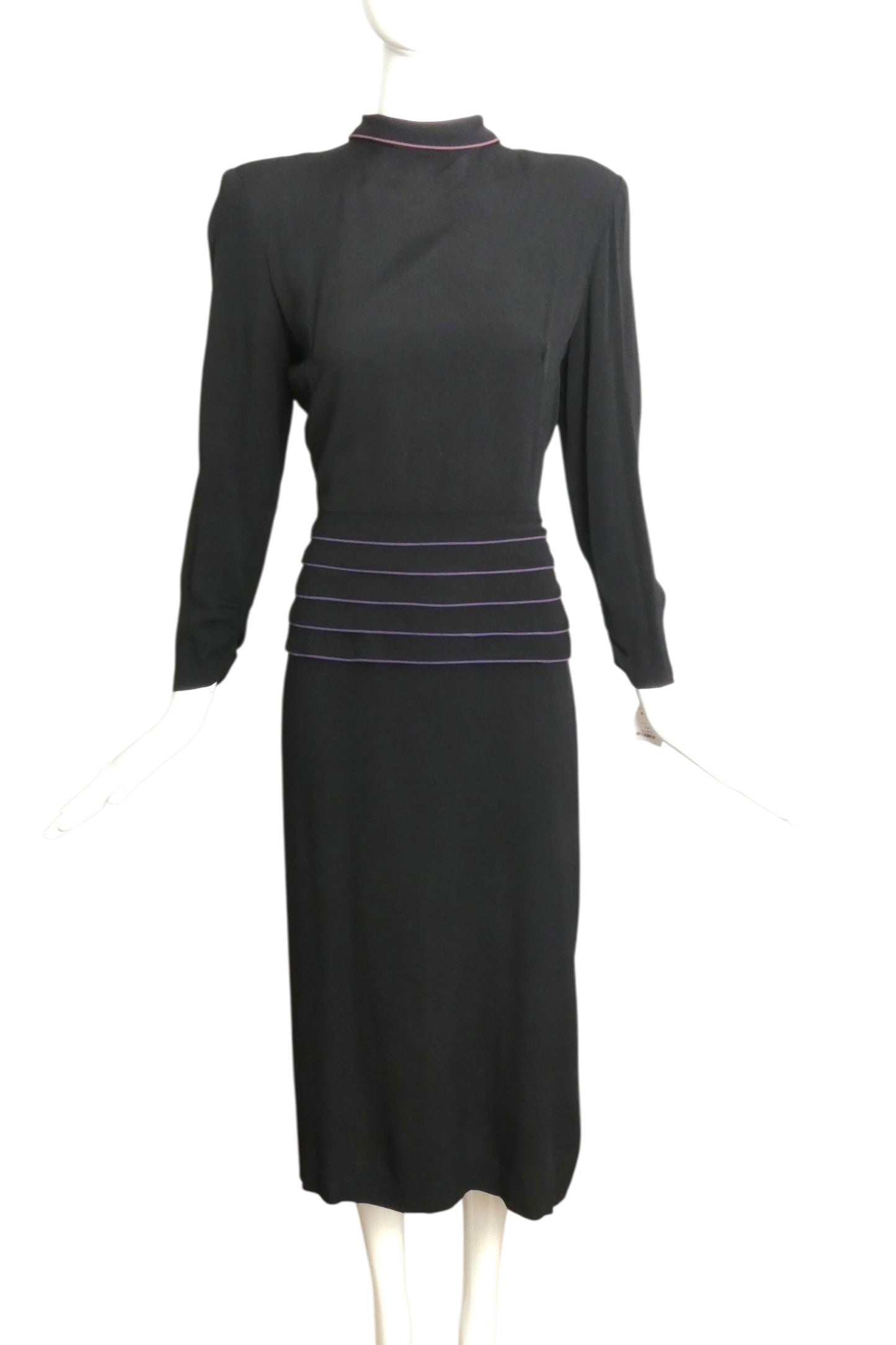 1940s Black Crepe Cocktail Dress, Size 6