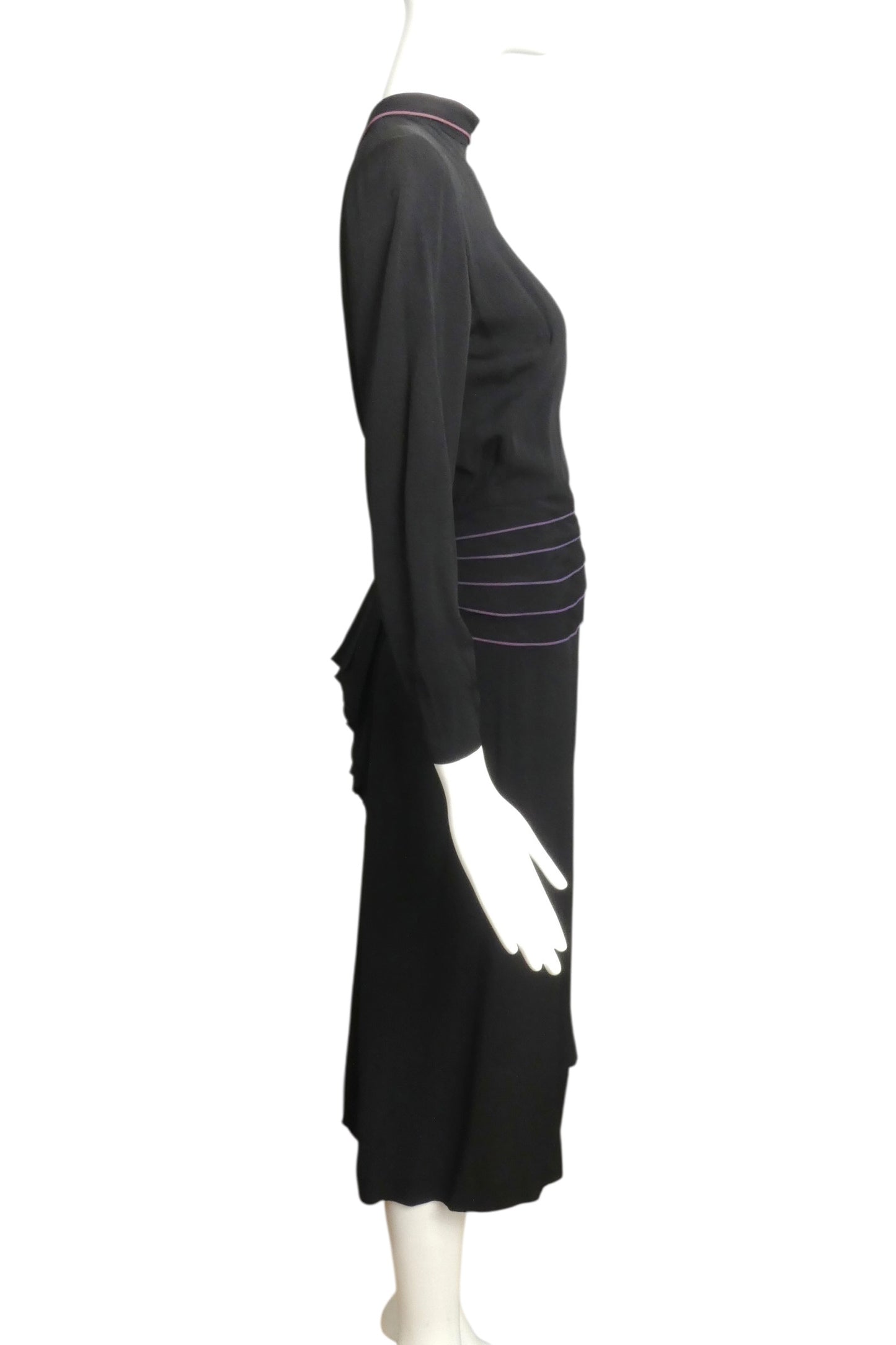 1940s Black Crepe Cocktail Dress, Size 6