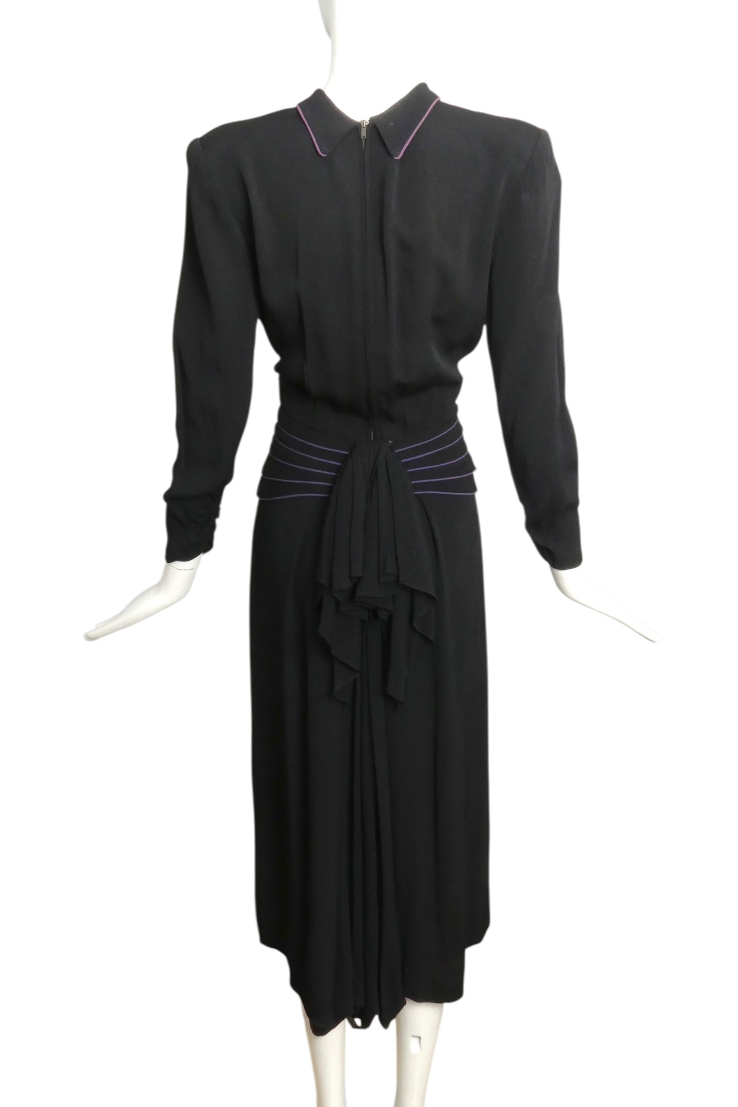 1940s Black Crepe Cocktail Dress, Size 6