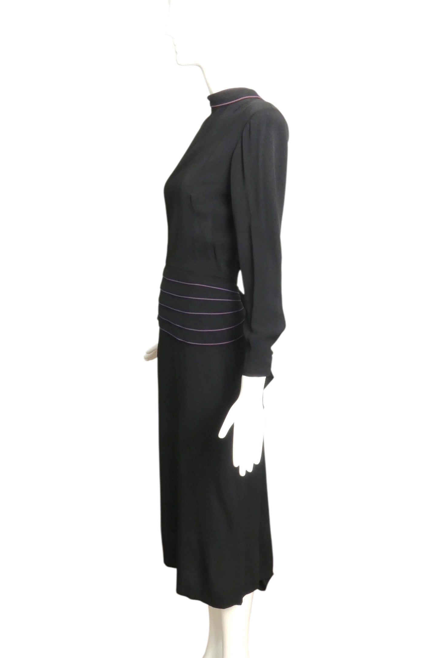 1940s Black Crepe Cocktail Dress, Size 6