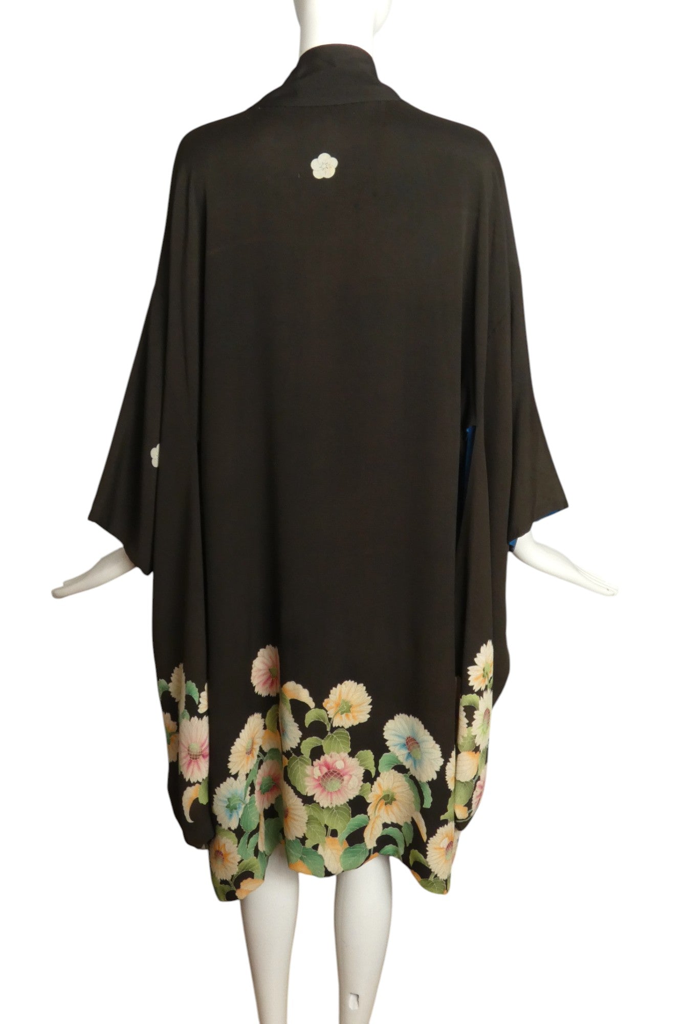 1920s Reversible Floral Silk Kimono, Size Large