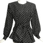 ANDRE LAUG- 1980s Polka Dot Taffeta Blouse, Size 16
