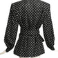 ANDRE LAUG- 1980s Polka Dot Taffeta Blouse, Size 16