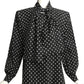 ANDRE LAUG- 1980s Polka Dot Taffeta Blouse, Size 16