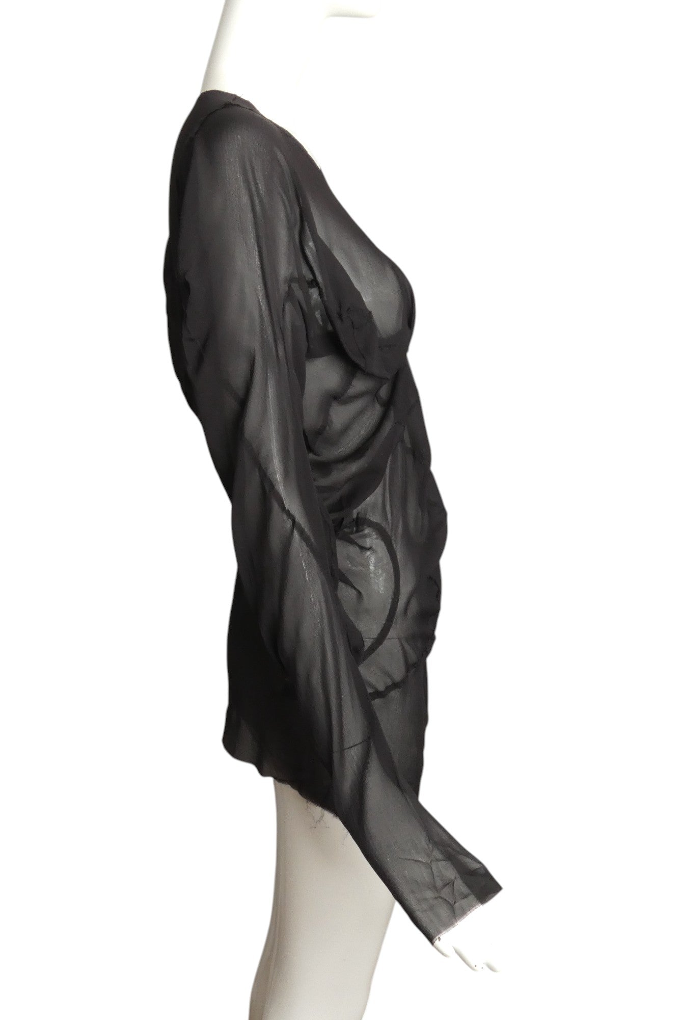 MAISON MARGIELA- NWT 2021 Black Chiffon Blouse, Size 6 AS IS