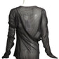 MAISON MARGIELA- NWT 2021 Black Chiffon Blouse, Size 6 AS IS