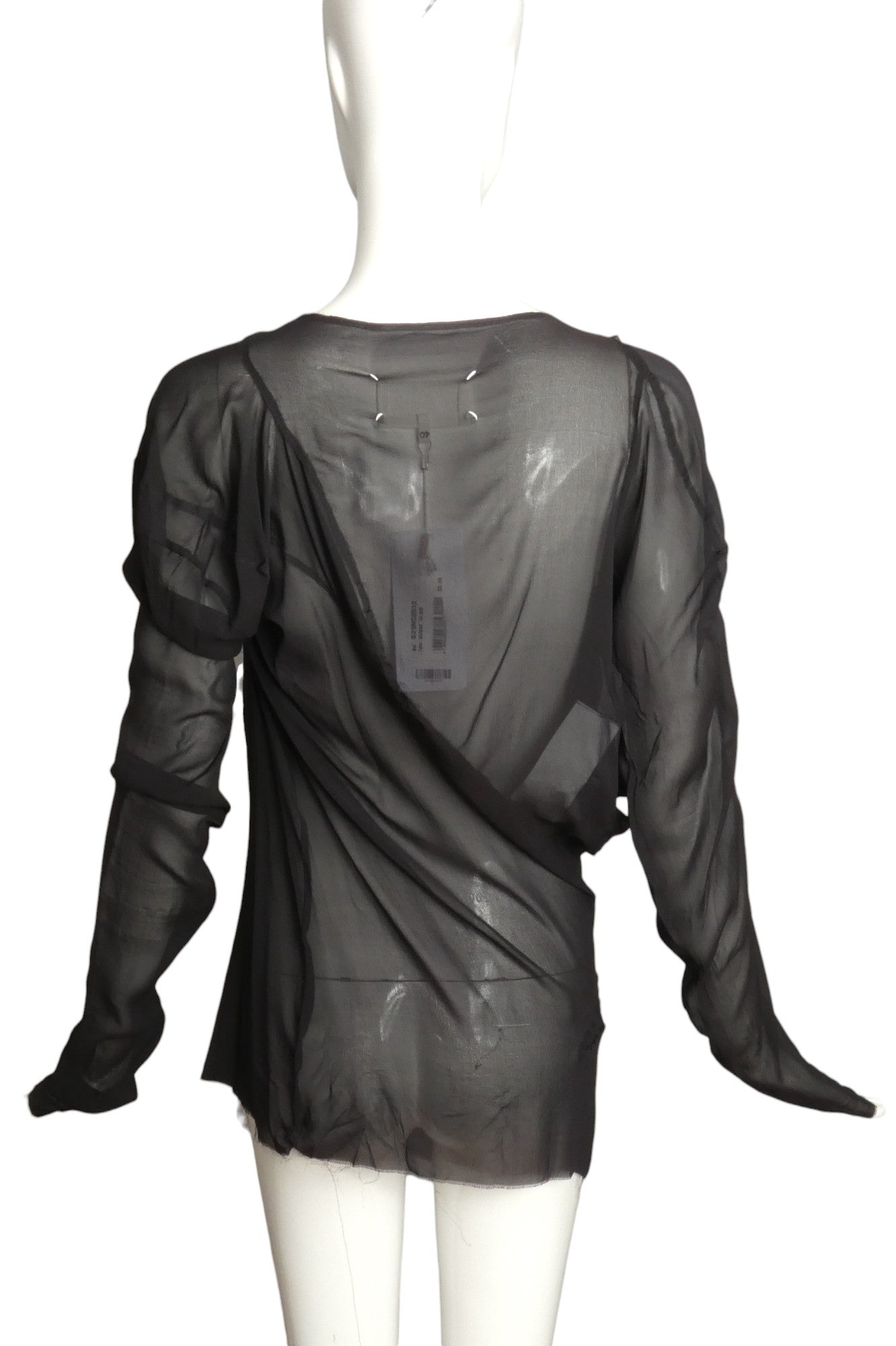 MAISON MARGIELA- NWT 2021 Black Chiffon Blouse, Size 6 AS IS
