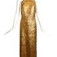 1960s Gold Sequin & Bead Halter Gown, Size 4